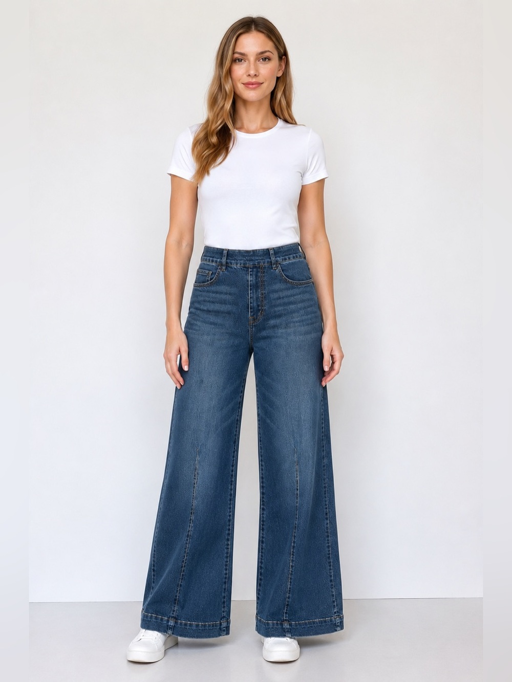 SPANX Seamed Front Wide Leg Jeans Vintage Indigo High Rise